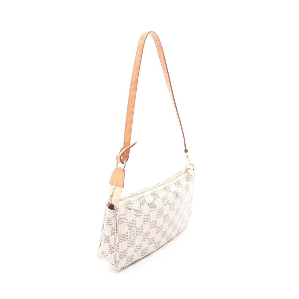 Louis Vuitton Damier Azur Mini Shoulder Pochette with Tan Strap